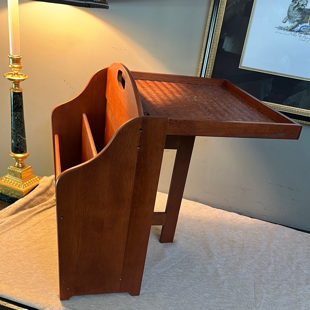 Vintage Wooden Magazine Rack with collapsible table